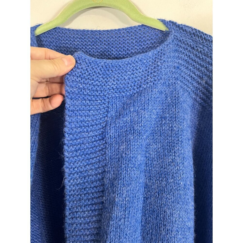 Retro Hand Knit Sweater OS Blue Coastal Preppy Classic Chic Festive Holiday 80s - Picture 7 of 9